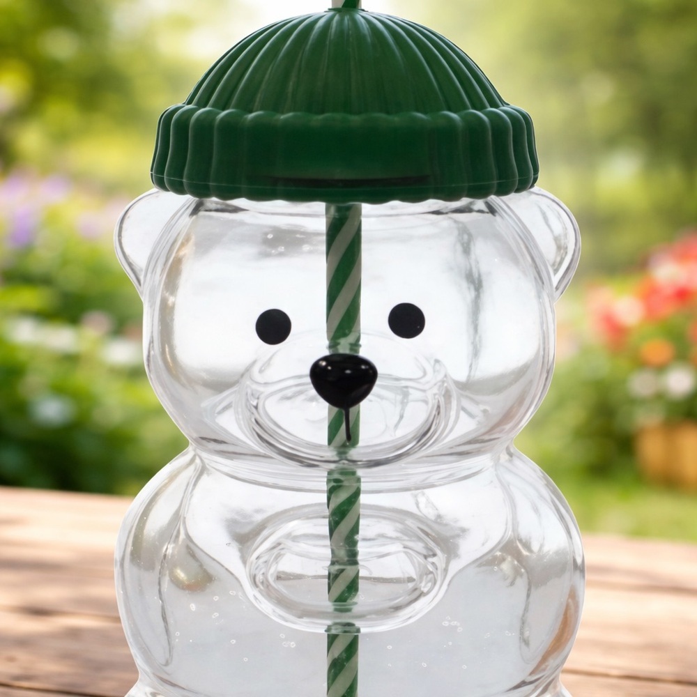 Limited Edition Starbucks Christmas Glass Bear With Straw 20oz